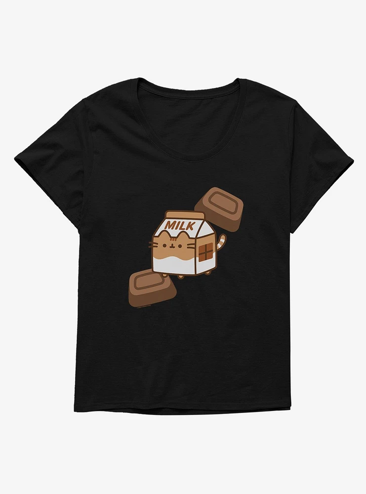 Pusheen Sips Chocolate Milk Box Girls T-Shirt Plus