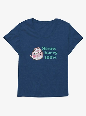 Pusheen Sips Strawberry 100 Percent Girls T-Shirt Plus