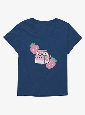 Pusheen Sips Strawberry Milk Girls T-Shirt Plus