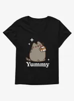 Pusheen Sips Chocolate Milk Womens T-Shirt Plus