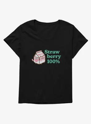 Pusheen Sips Strawberry 100 Percent Womens T-Shirt Plus
