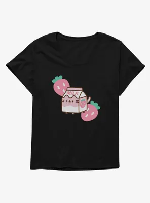 Pusheen Sips Strawberry Milk Womens T-Shirt Plus