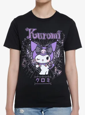 Kuromi Lace Heart Boyfriend Fit Girls T-Shirt