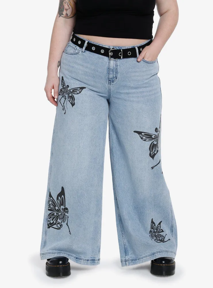 Hot Topic Black Grommet Belt Girls Flare Pants Plus