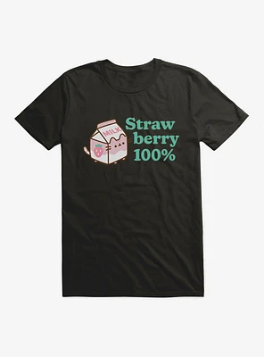 Pusheen Sips Strawberry 100 Percent T-Shirt