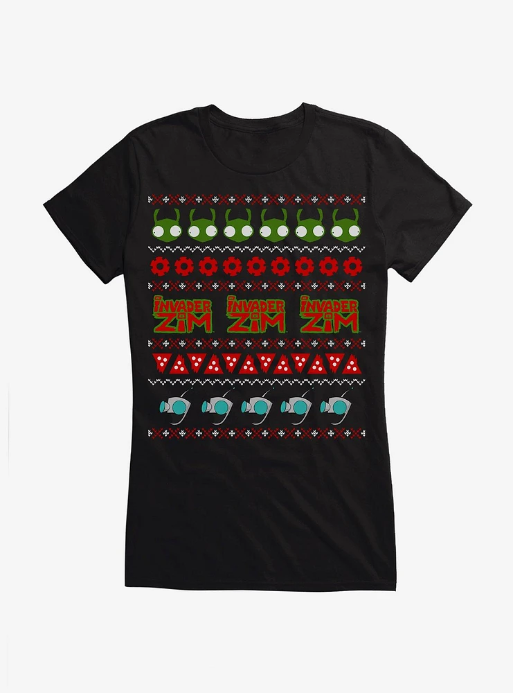Invader Zim Ugly Christmas Pattern Girls T-Shirt