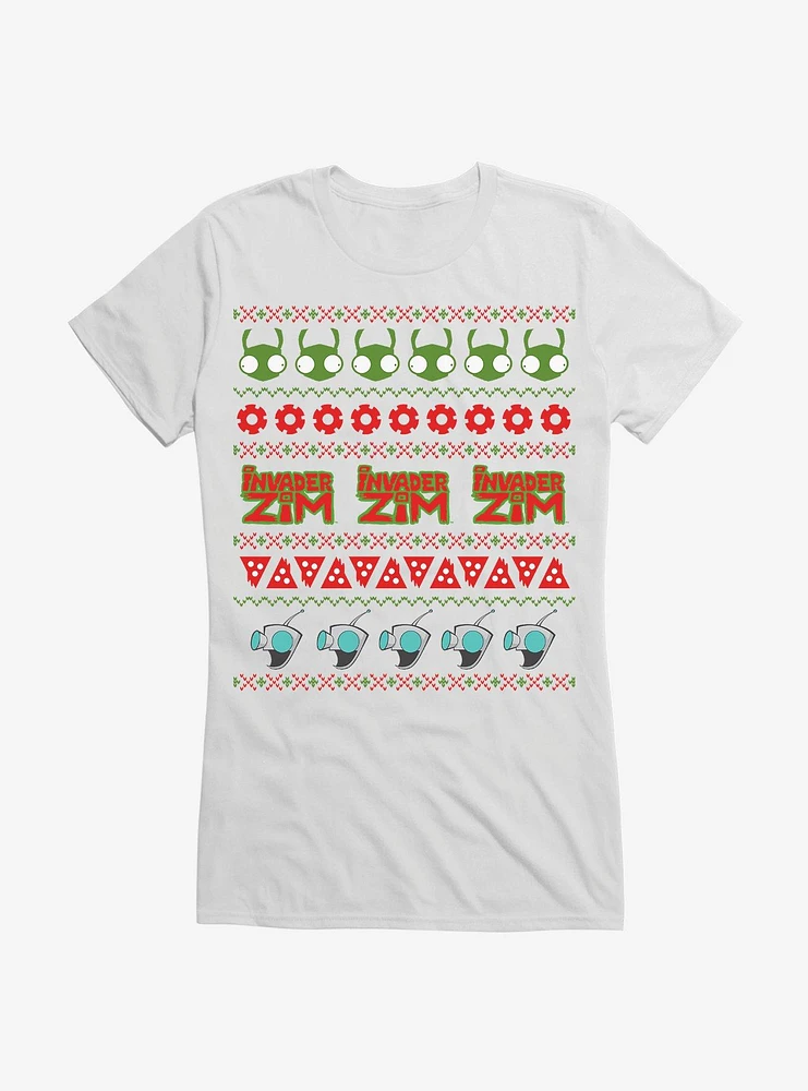 Invader Zim Ugly Christmas Pattern Girls T-Shirt