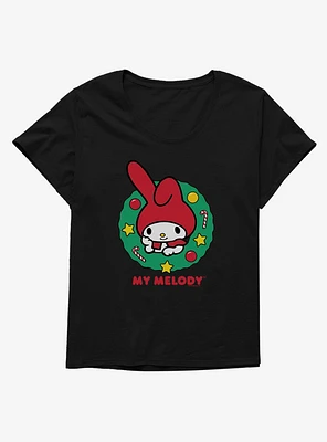 My Melody Happy Holidays Christmas Wreath Girls T-Shirt Plus