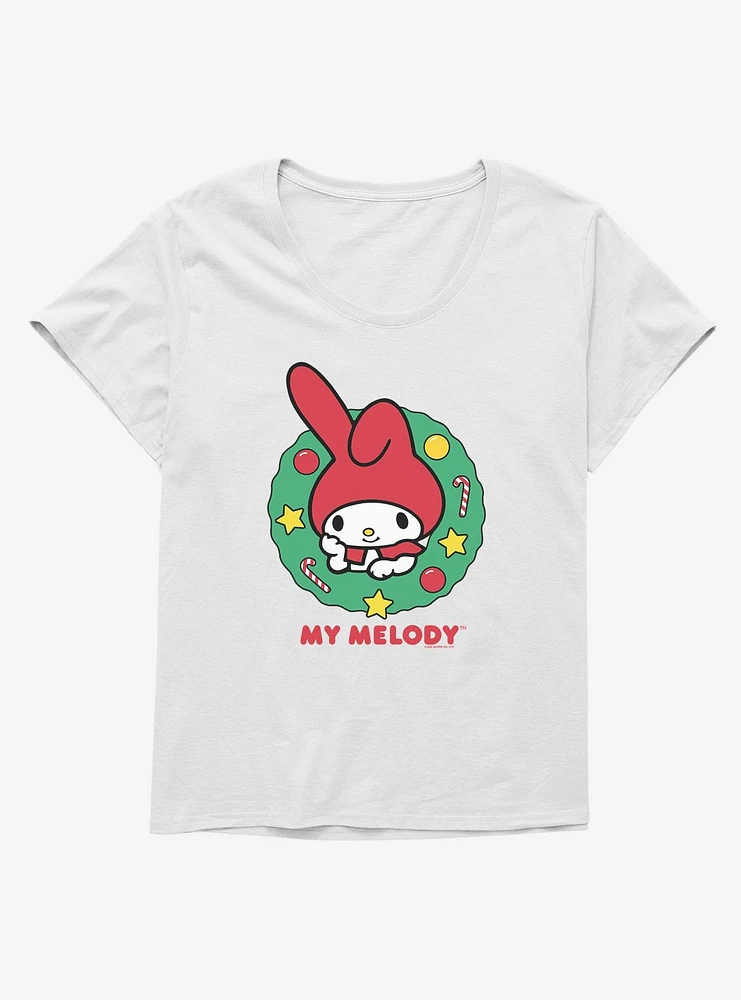 My Melody Happy Holidays Christmas Wreath Girls T-Shirt Plus