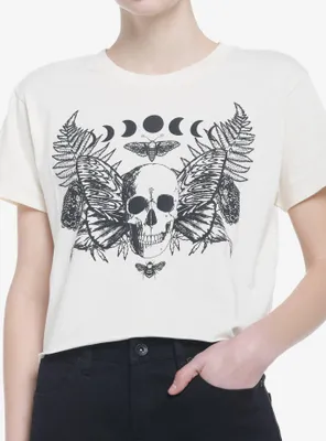 Moth Skeleton Celestial Girls Crop T-Shirt