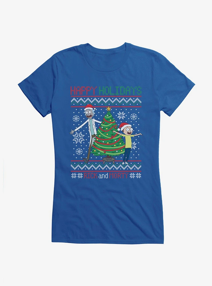Rick And Morty Happy Holidays Sweater Girls T-Shirt