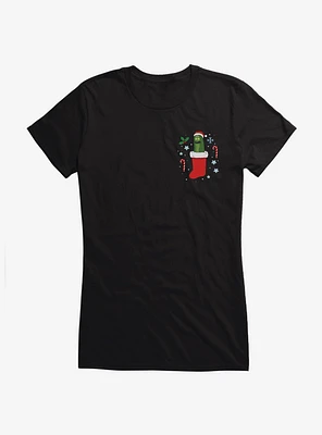 Rick And Morty Pickle Stocking Pocket Girls T-Shirt