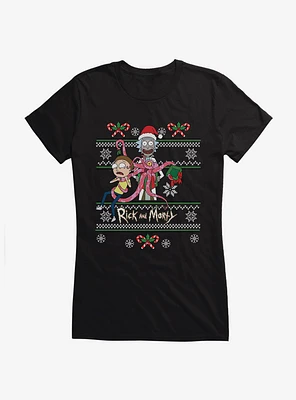 Rick And Morty Ugly Christmas Sweater Girls T-Shirt