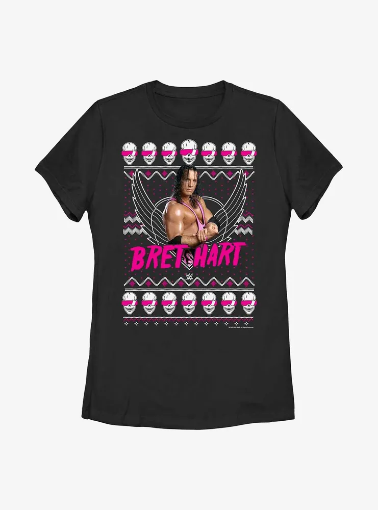 WWE Bret Hart Ugly Christmas Womens T-Shirt