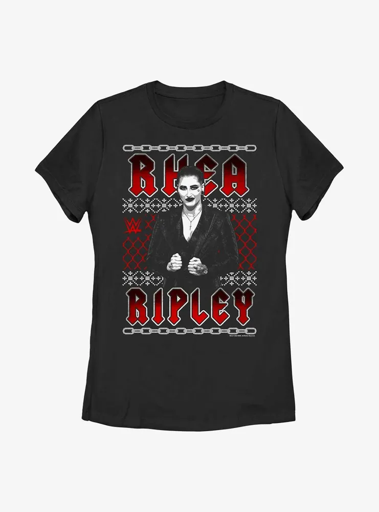 WWE Rhea Ripley Ugly Christmas Womens T-Shirt