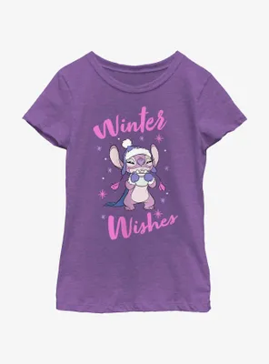 Disney Lilo & Stitch Angel Winter Wishes Youth Girls T-Shirt