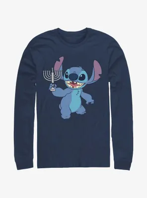 Disney Lilo & Stitch Hanukkah Menorah Long-Sleeve T-Shirt