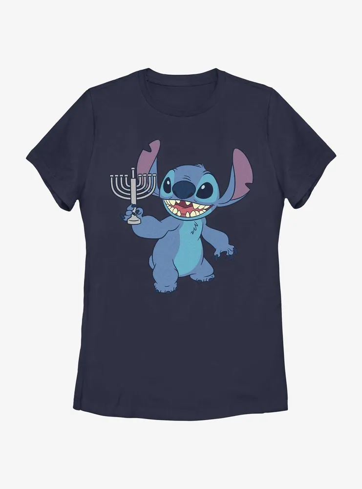 Disney Lilo & Stitch Hanukkah Menorah Womens T-Shirt