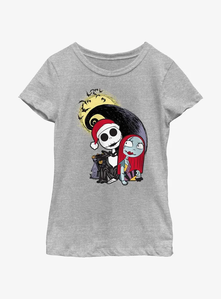 Disney The Nightmare Before Christmas Santa Jack and Sally Youth Girls T-Shirt