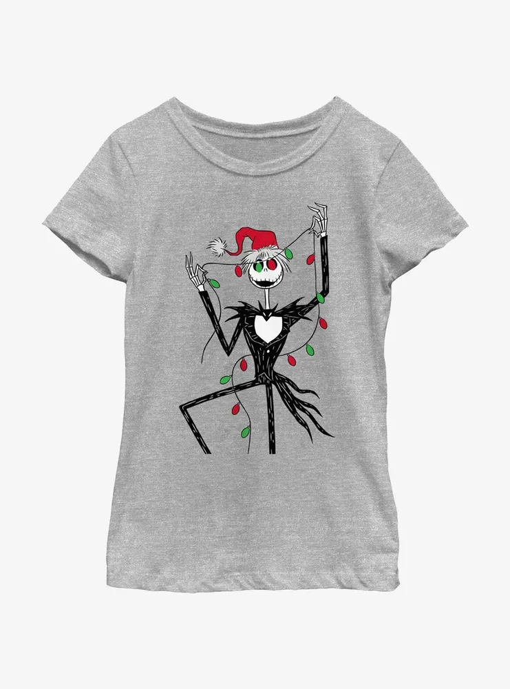 Disney The Nightmare Before Christmas Santa Jack Lights Youth Girls T-Shirt