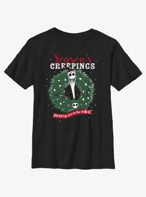 Disney The Nightmare Before Christmas Santa Jack Season's Creepings Wreath Youth T-Shirt