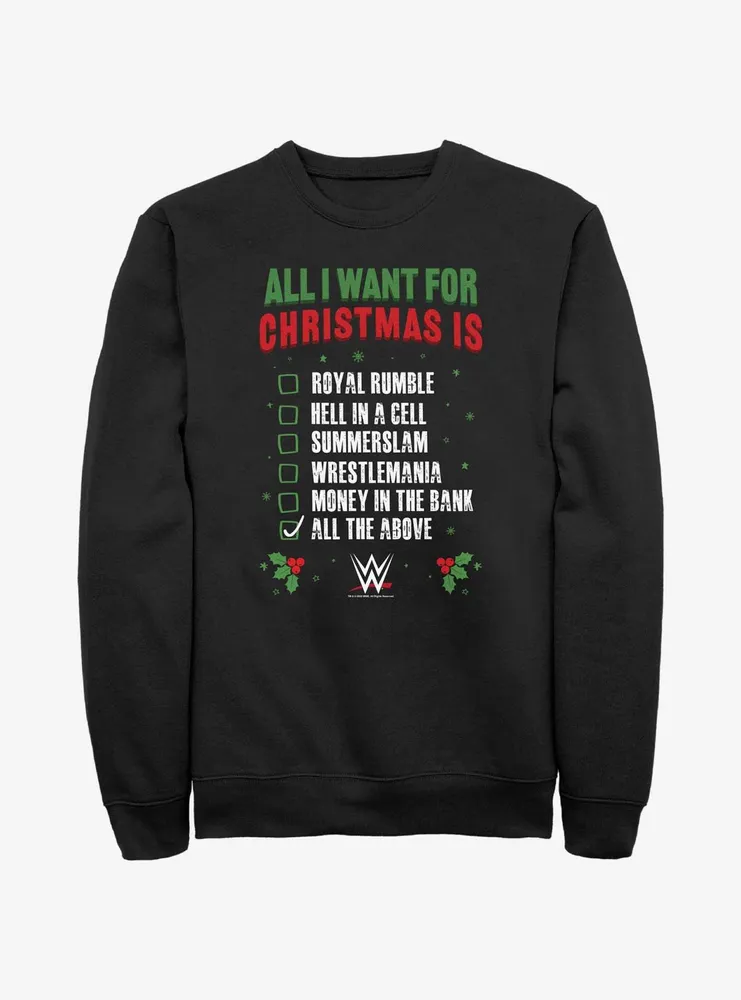 WWE All I Want For Christmas Wish List Sweatshirt