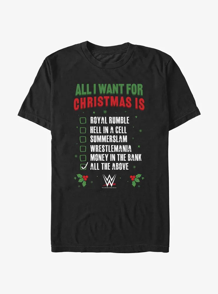 WWE All I Want For Christmas Wish List T-Shirt