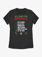 WWE All I Want For Christmas Wish List Womens T-Shirt