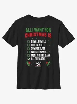 WWE All I Want For Christmas Wish List Youth T-Shirt