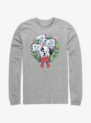 Disney 101 Dalmatians Puppy Christmas Wreath Long-Sleeve T-Shirt