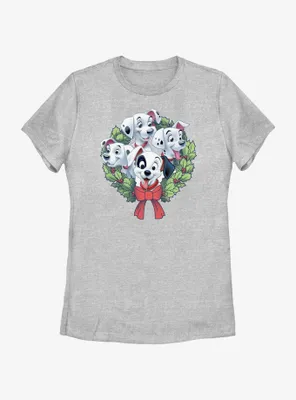 Disney 101 Dalmatians Puppy Christmas Wreath Womens T-Shirt