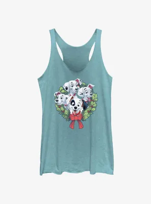 Disney 101 Dalmatians Puppy Christmas Wreath Womens Tank Top