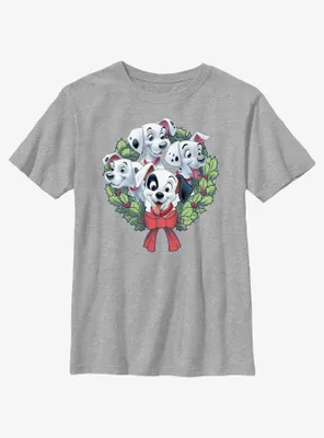 Disney 101 Dalmatians Puppy Christmas Wreath Youth T-Shirt