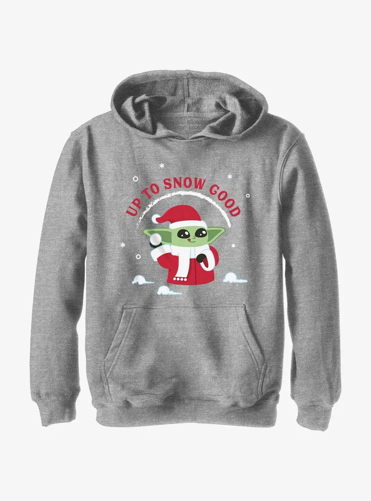 Star Wars The Mandalorian Santa Grogu Up To Snow Good Youth Hoodie