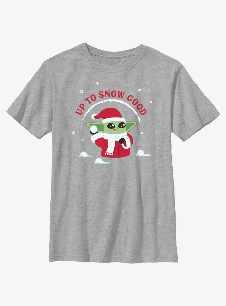 Star Wars The Mandalorian Santa Grogu Up To Snow Good Youth T-Shirt