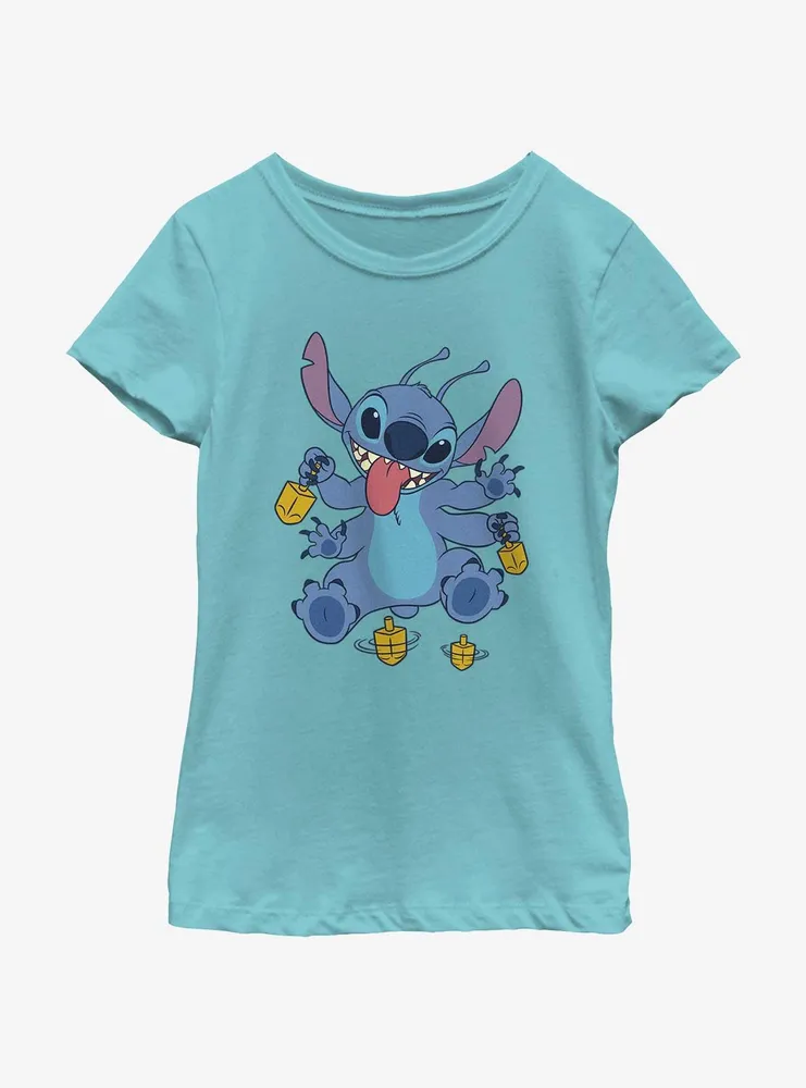 Disney Lilo & Stitch Hanukkah Spinning Dreidels Youth Girls T-Shirt