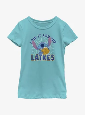Disney Lilo & Stitch Did It For Hanukkah Latkes Youth Girls T-Shirt