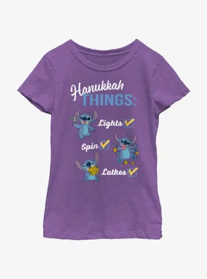 Disney Lilo & Stitch Hanukkah List Youth Girls T-Shirt