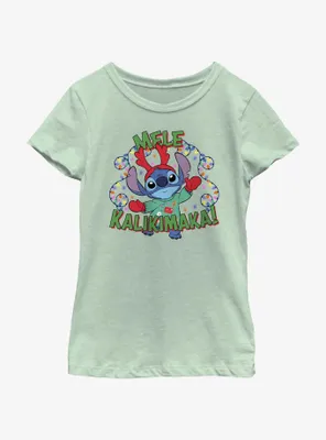 Disney Lilo & Stitch Mele Kalikimaka Merry Christmas Hawaiian Youth Girls T-Shirt