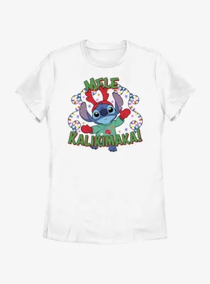 Disney Lilo & Stitch Mele Kalikimaka Merry Christmas Hawaiian Womens T-Shirt