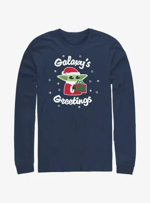 Star Wars The Mandalorian Santa Grogu Galaxy's Greetings Long-Sleeve T-Shirt