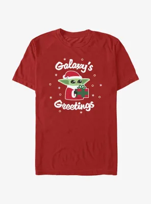 Star Wars The Mandalorian Santa Grogu Galaxy's Greetings T-Shirt