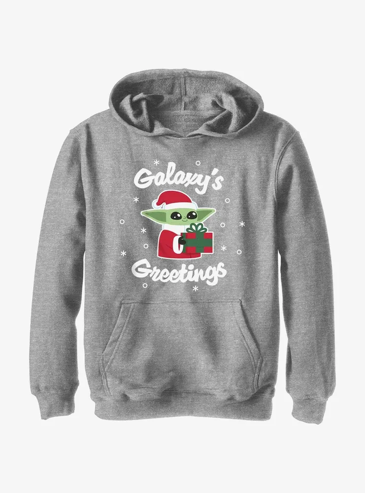 Star Wars The Mandalorian Santa Grogu Galaxy's Greetings Youth Hoodie