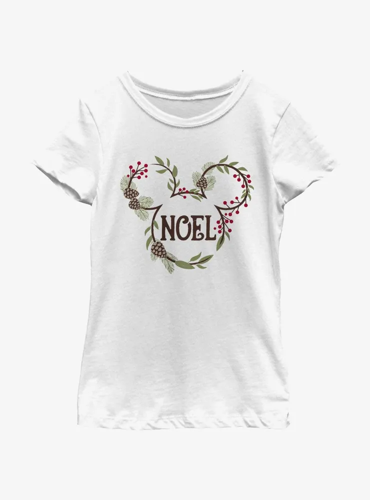 Disney Mickey Mouse Noel Mistletoe Ears Youth Girls T-Shirt