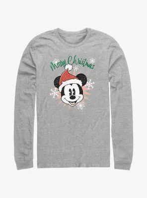 Disney Mickey Mouse Snowflakes Santa Long-Sleeve T-Shirt