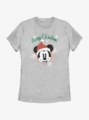 Disney Mickey Mouse Snowflakes Santa Womens T-Shirt