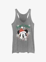 Disney Mickey Mouse Snowflakes Santa Womens Tank Top