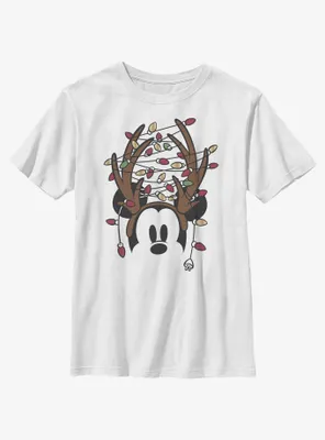 Disney Mickey Mouse Christmas Light Antlers Youth T-Shirt