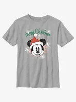 Disney Mickey Mouse Snowflakes Santa Youth T-Shirt