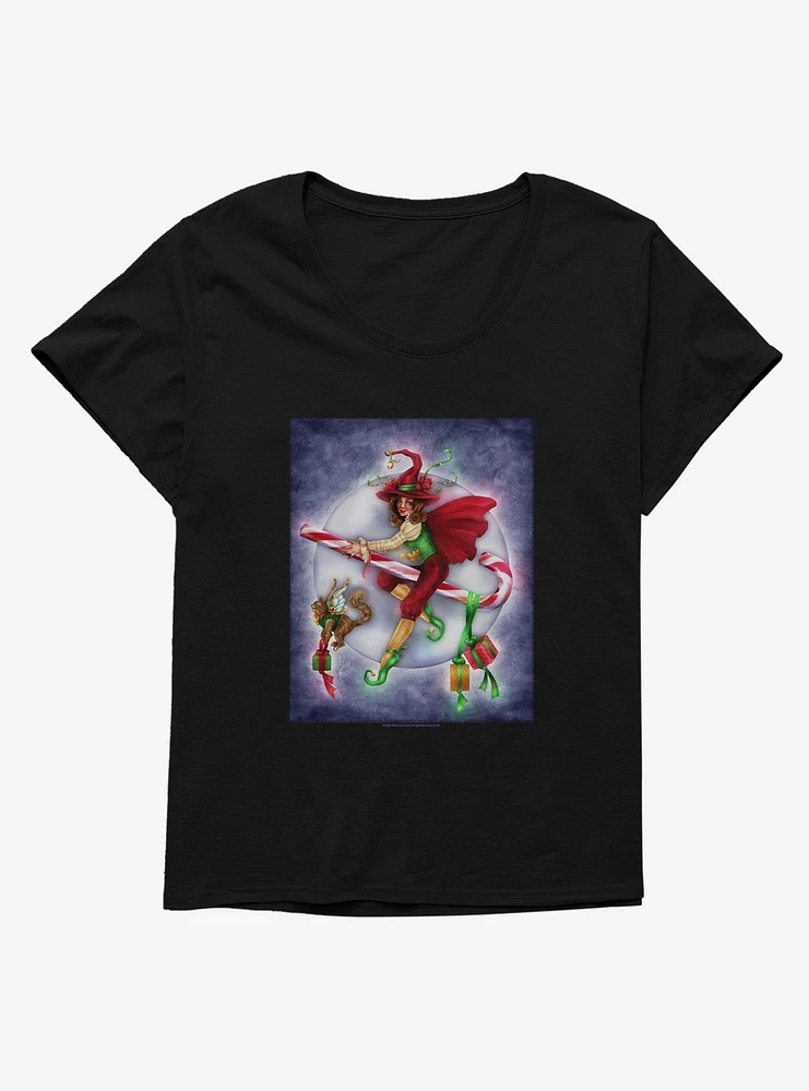 Christmas Witch Girls T-Shirt Plus by Brigid Ashwood